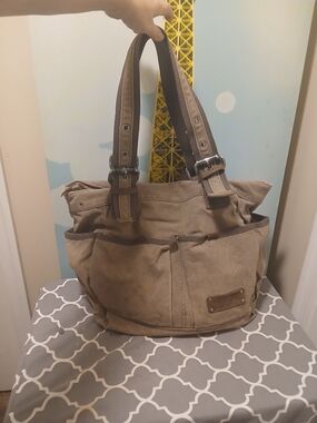 Troop London Washed Canvas Tote Bag with Dual Shoulder Straps Distressed Look
